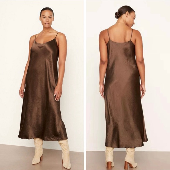 Vince Dresses & Skirts - VINCE Satin Slip Dress in Nutwood Size S